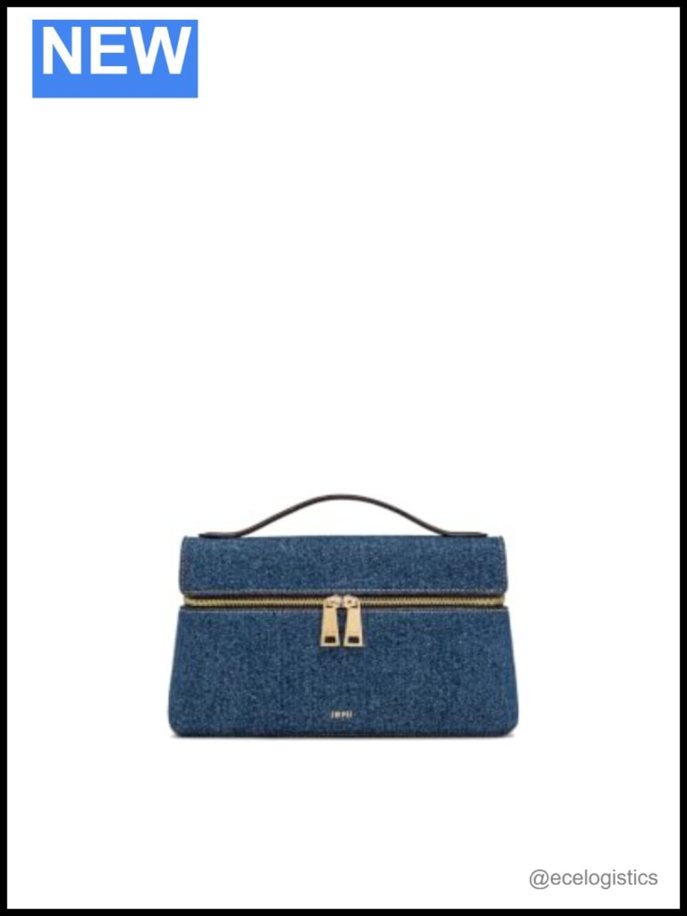 Washed Denim Doctor Bag with Gold Hardware, Crossbody Top Handle Purse